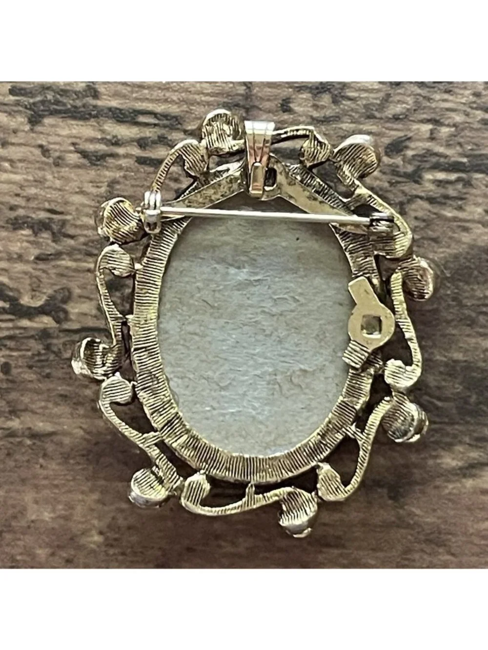 Vintage Floral Brooch Pendant Dried Paper Quilling Flowers Victorian Revival